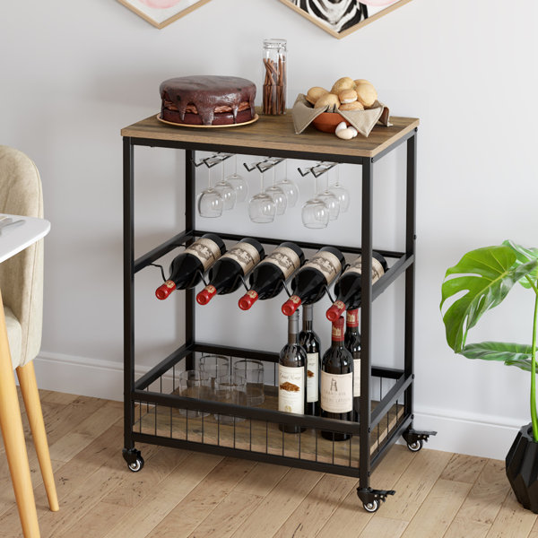 Williston Lex Industrial Rectangular Wine Rack Bar Cart & Reviews